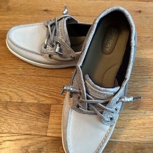 Sperry grey and sparkle boat shoes size 6.5